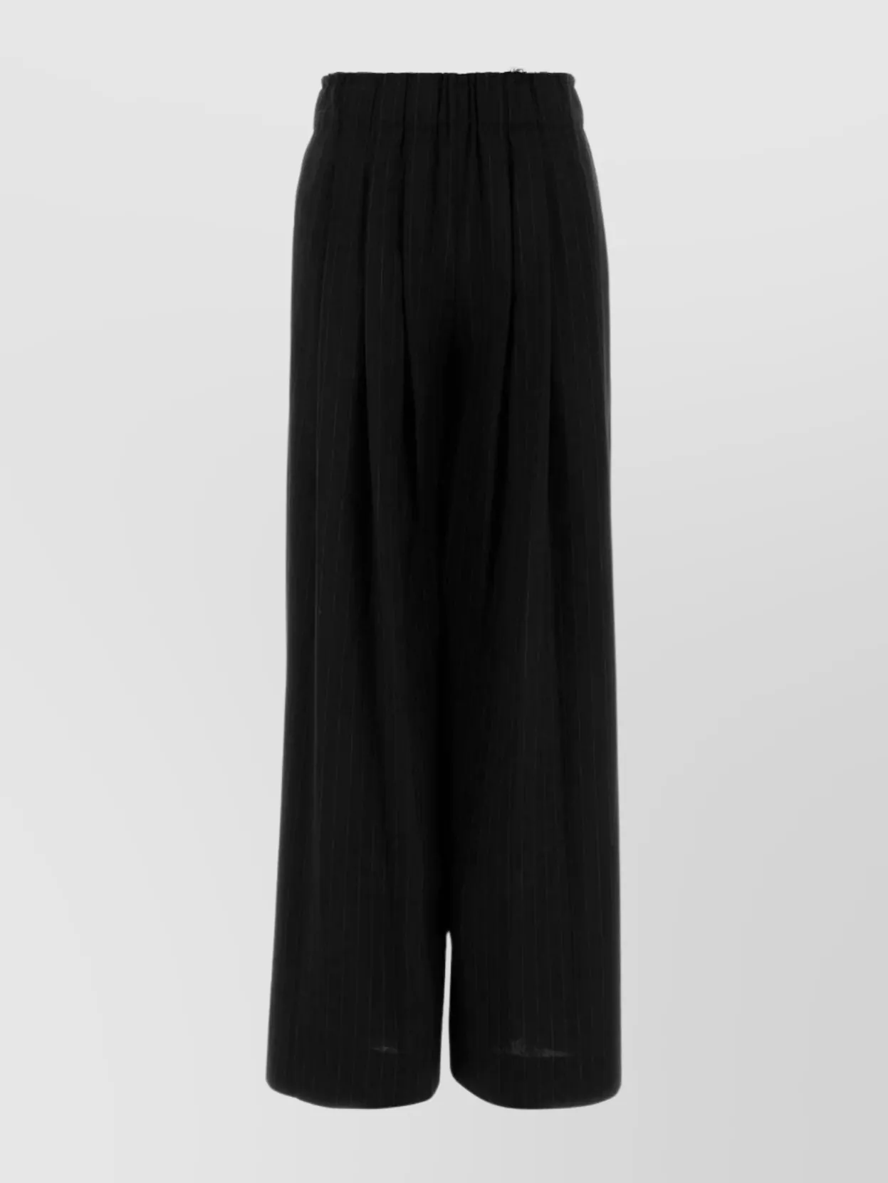 Pt Torino Benedetta Wide Leg Pinstripe Wool Trousers In Black
