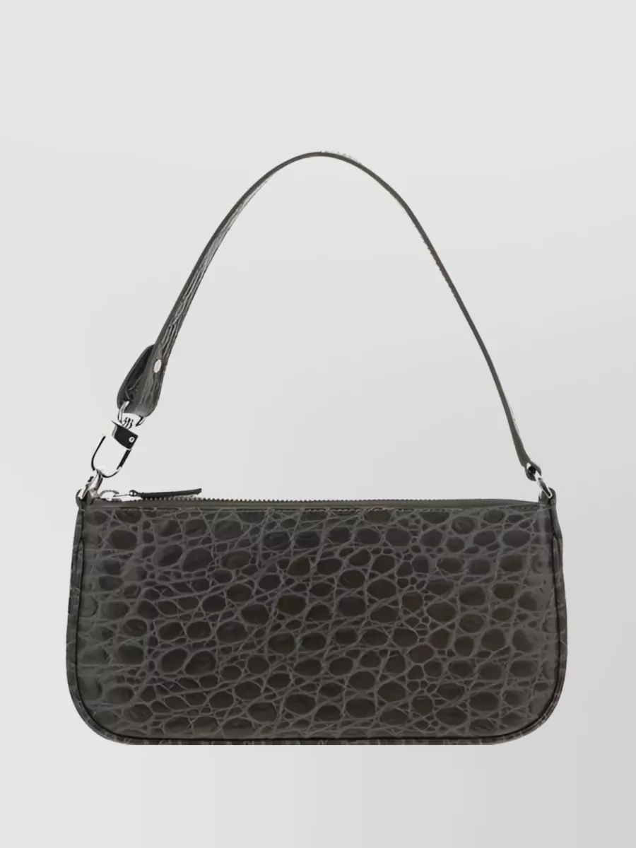 Shop By Far Rachel Rachel's Crocodile Shoulder Bag In Black