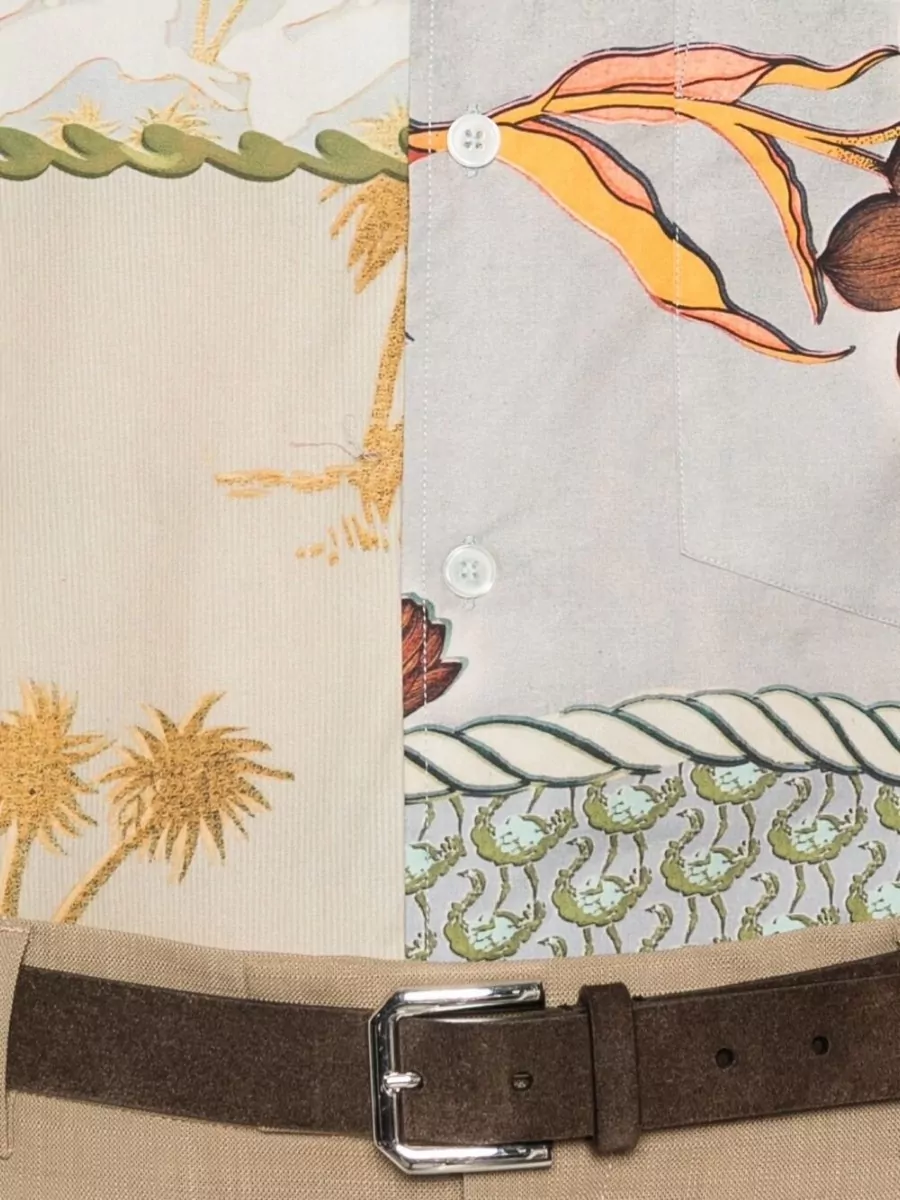 Paul Smith Cotton Shirt Camp Collar Floral Patchwork