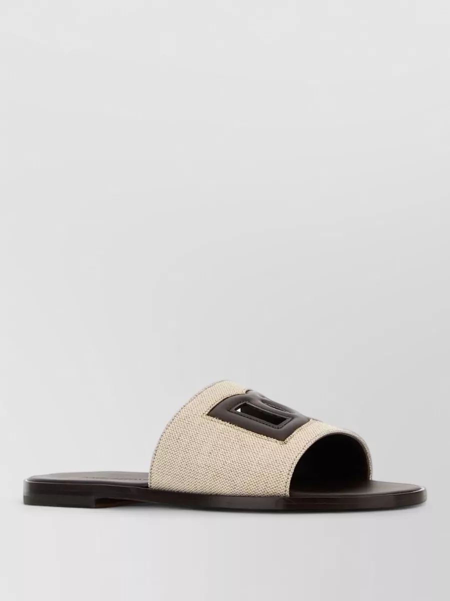 Dolce&Gabbana leather canvas slide sandals