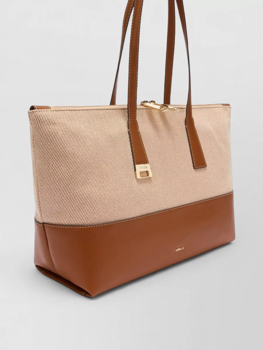 Furla Large Cotton Leather Tote Bag