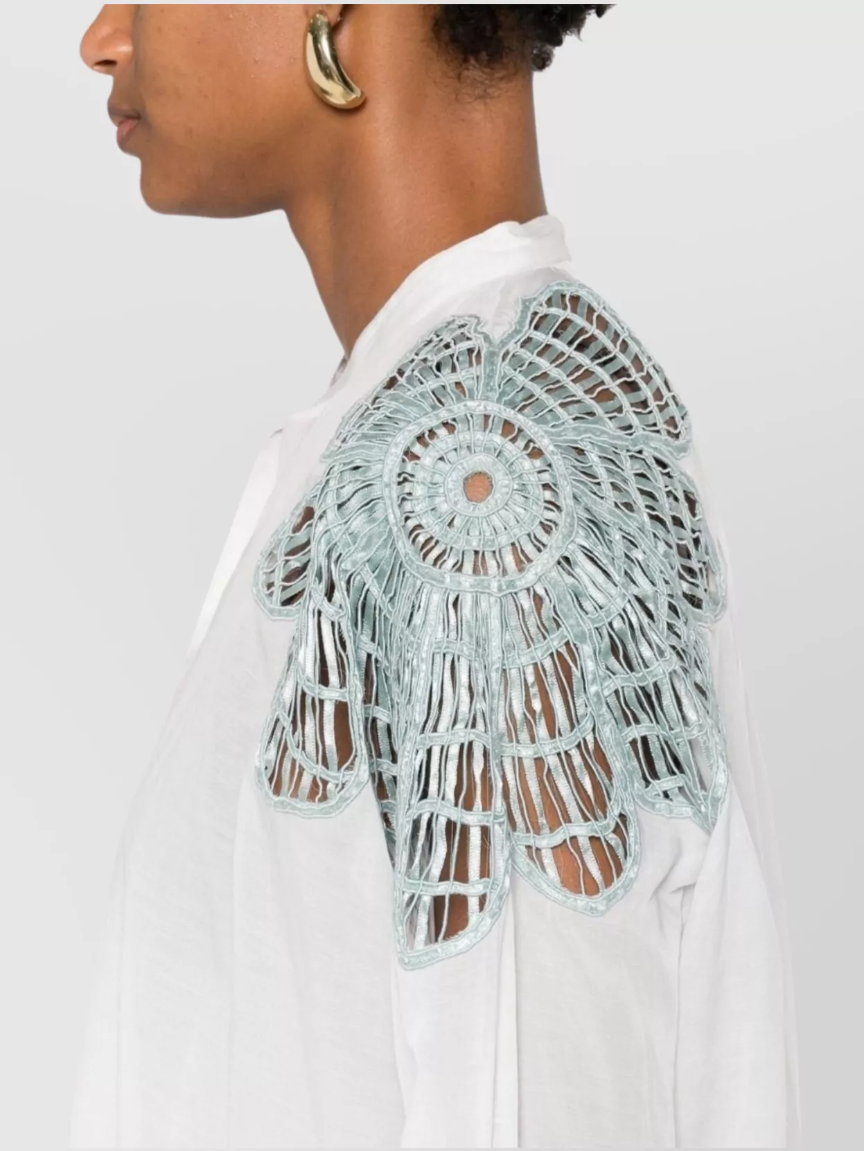 Forte Forte Sheer Stand-Up Collar Embroidered Shirt