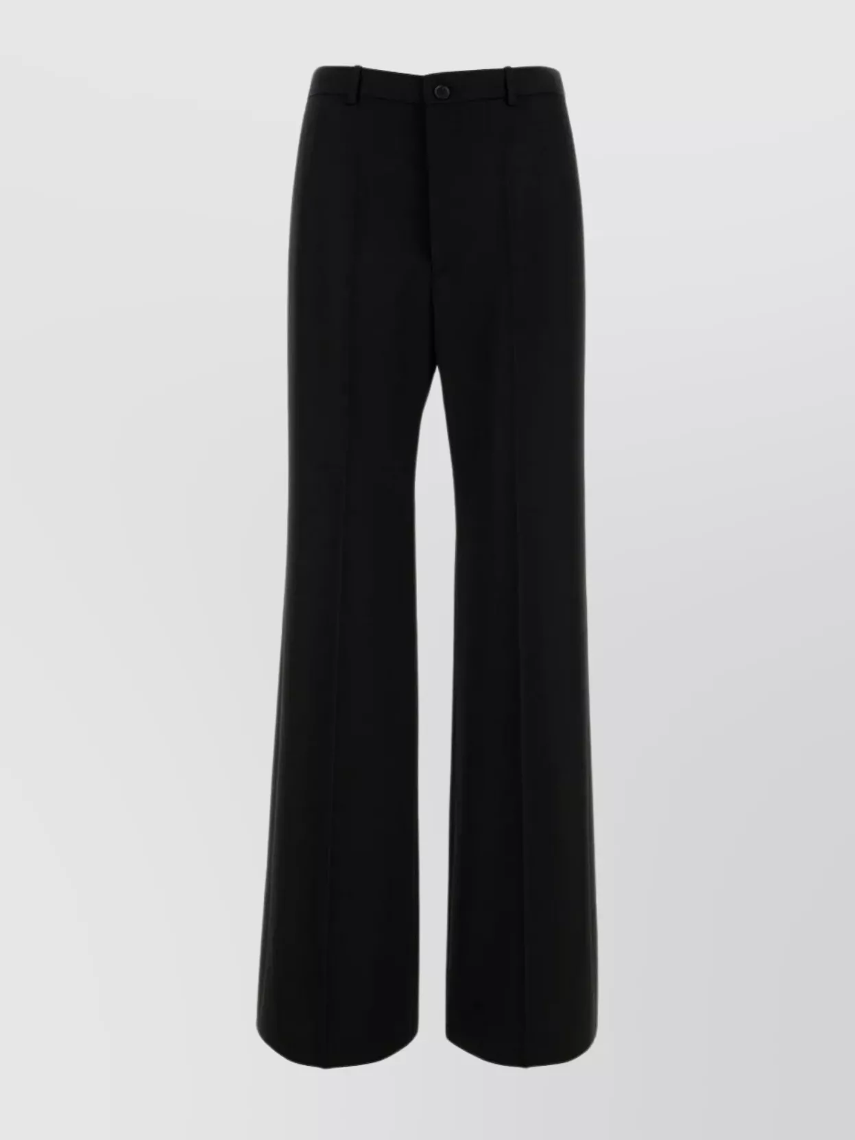 Shop Balenciaga Wide-leg Wool Trousers With Belt Loops And Pleats In Black