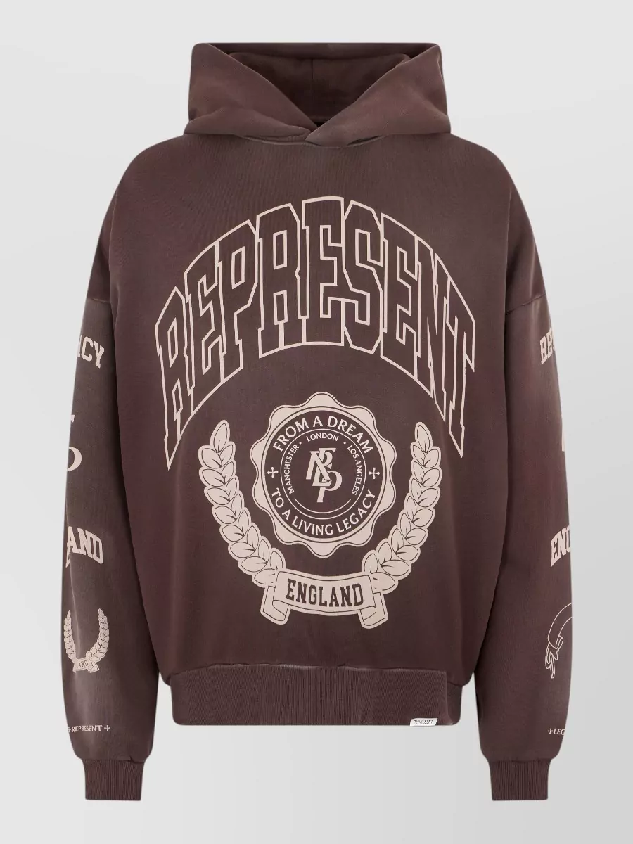 Represent cotton relaxed-fit printed hoodie