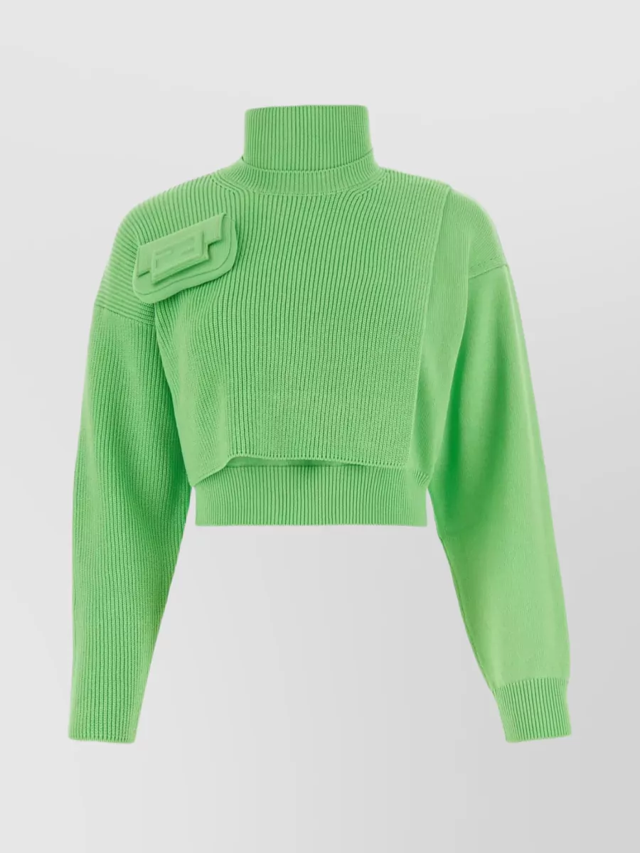 Shop Fendi Layered Knitwear With Cropped Silhouette In Pastel
