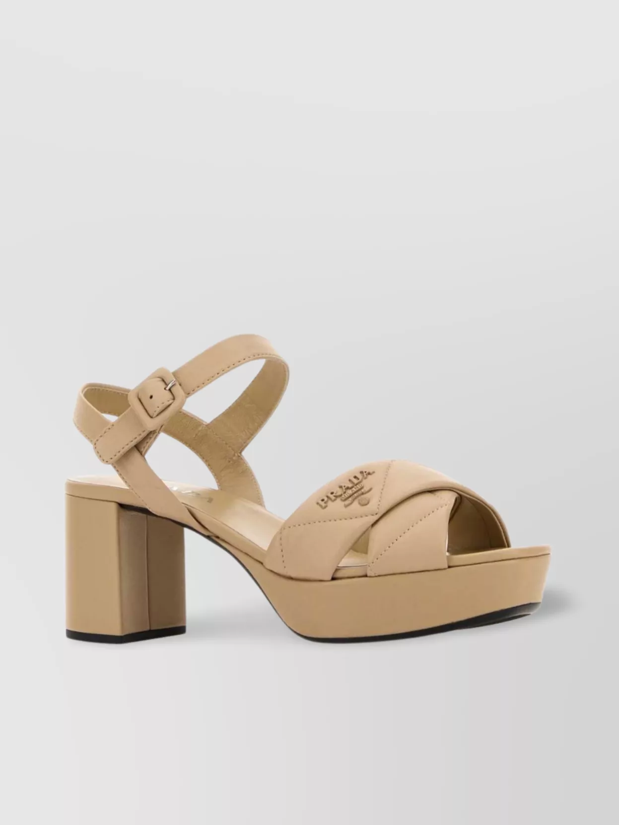 Prada Nappa Leather Block Heel Sandals With Platform