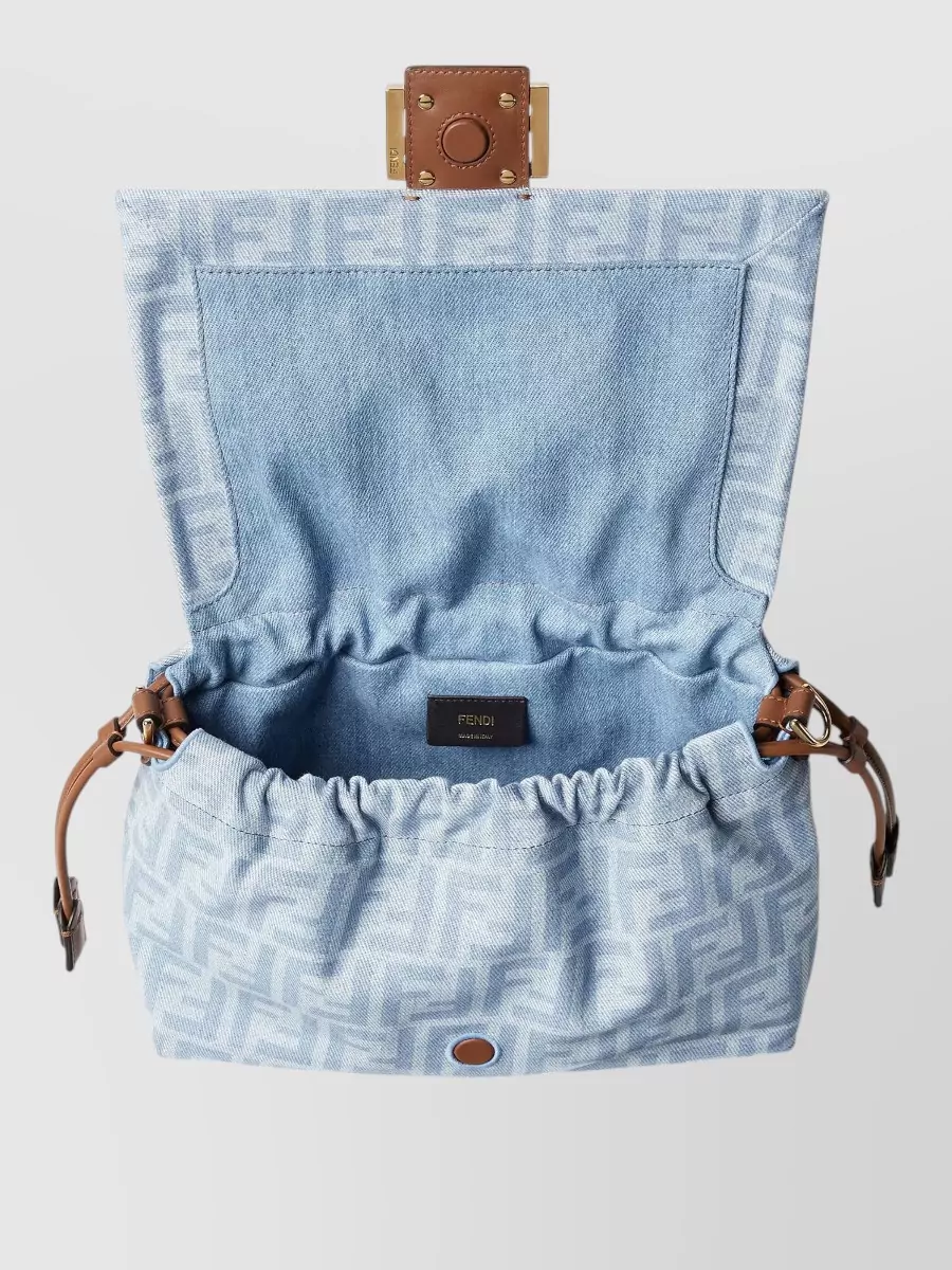 Fendi Mamma Baguette Medium Denim Bucket Bag