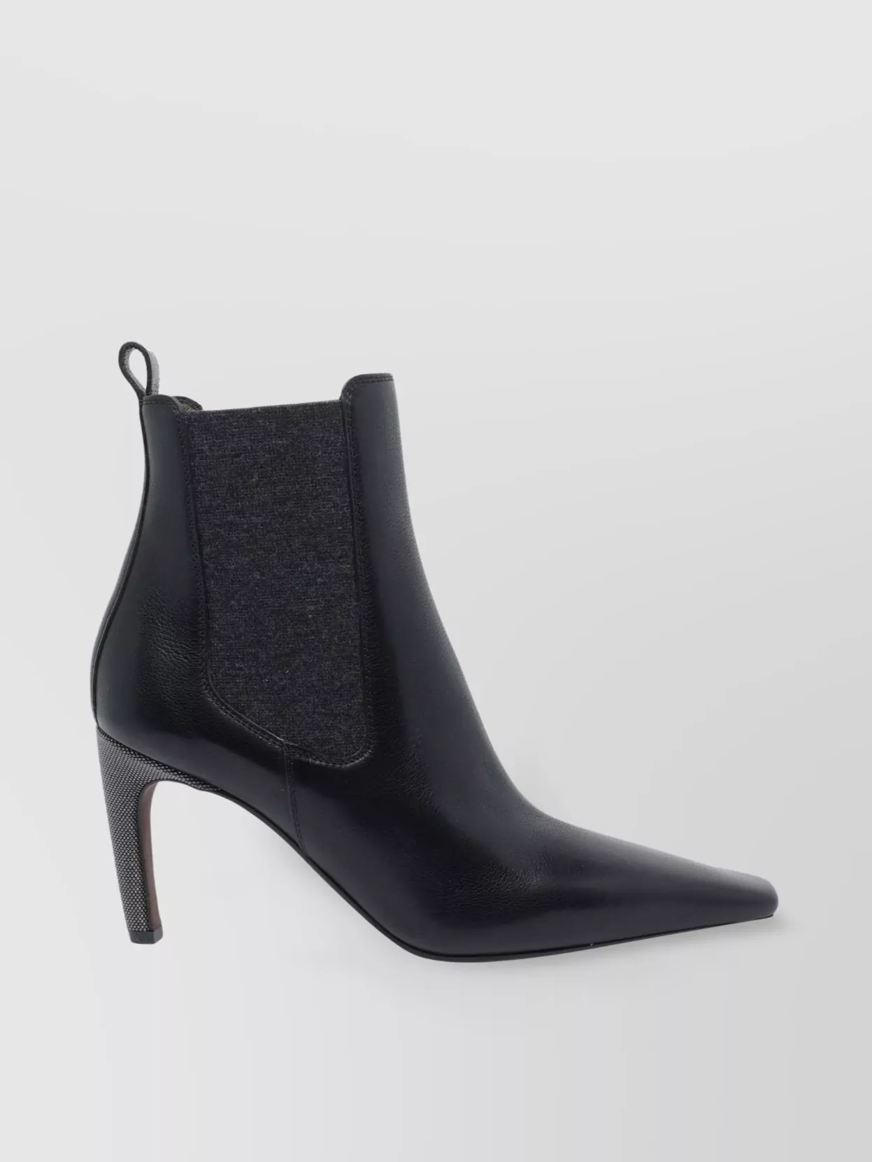Brunello Cucinelli Leather Stiletto Heel Ankle Boots In Black