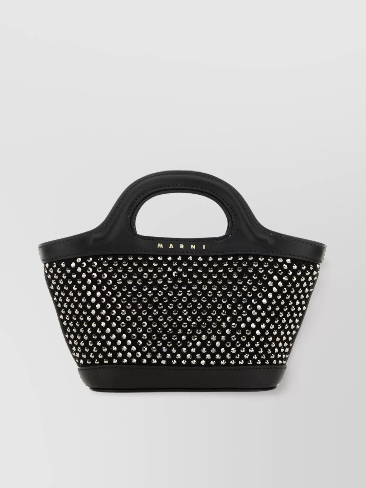 Shop Marni Leather Micro Tropicalia Shoulder Bag In Black