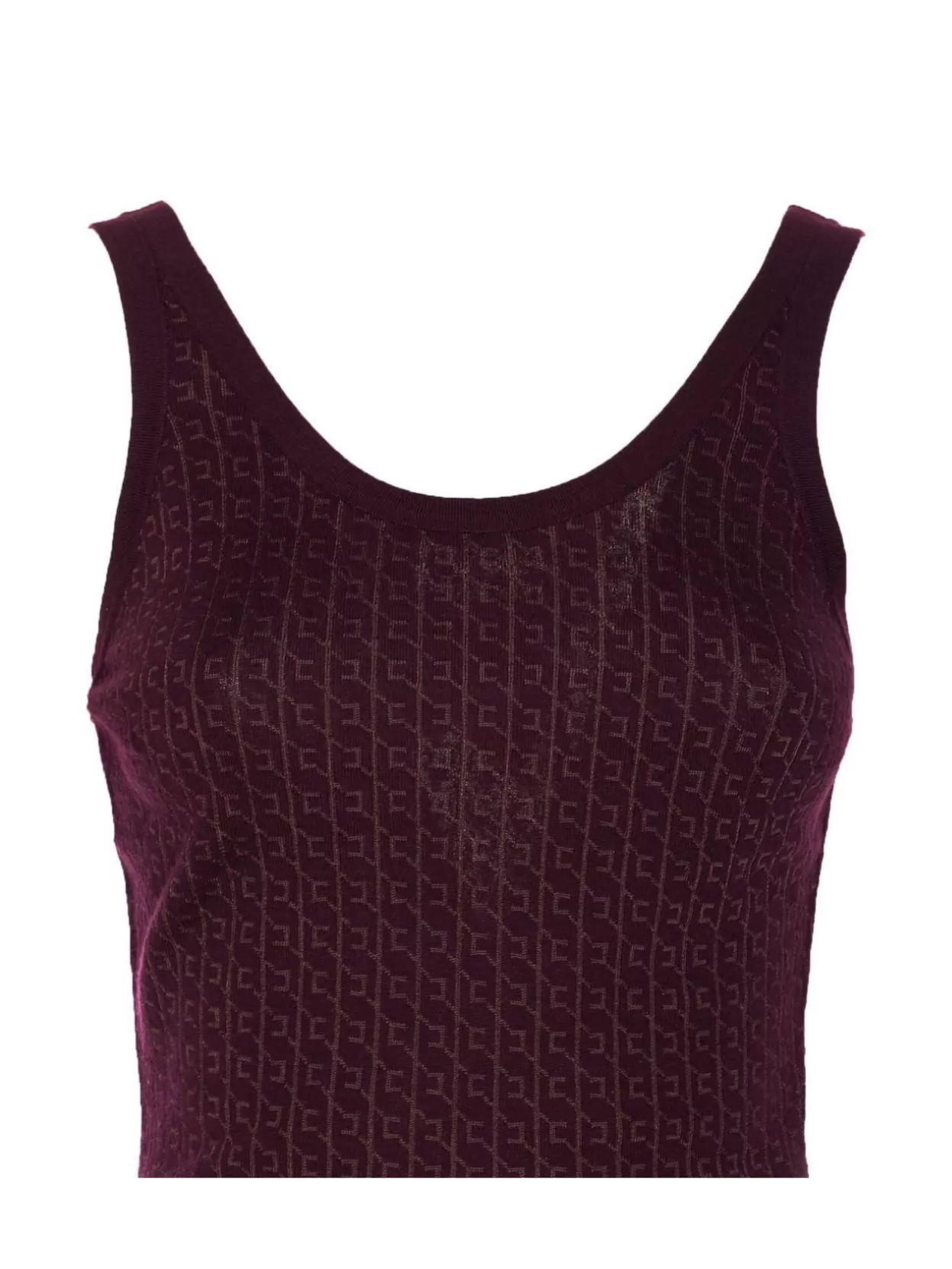 Elisabetta Franchi Sleeveless Scoop Neck Fitted Silhouette Patterned Top