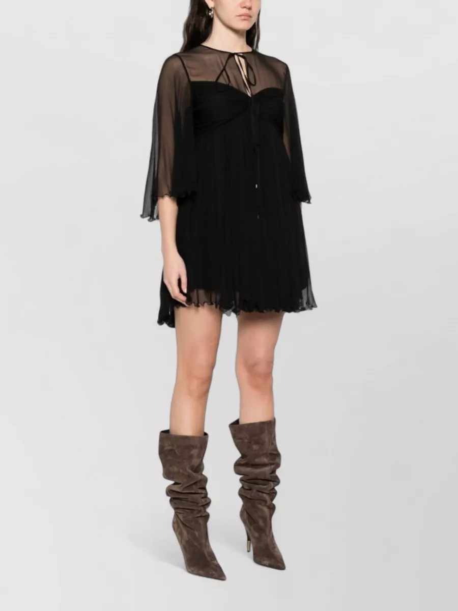 Chloé Silk Gathered Long-Sleeve Mini Dress