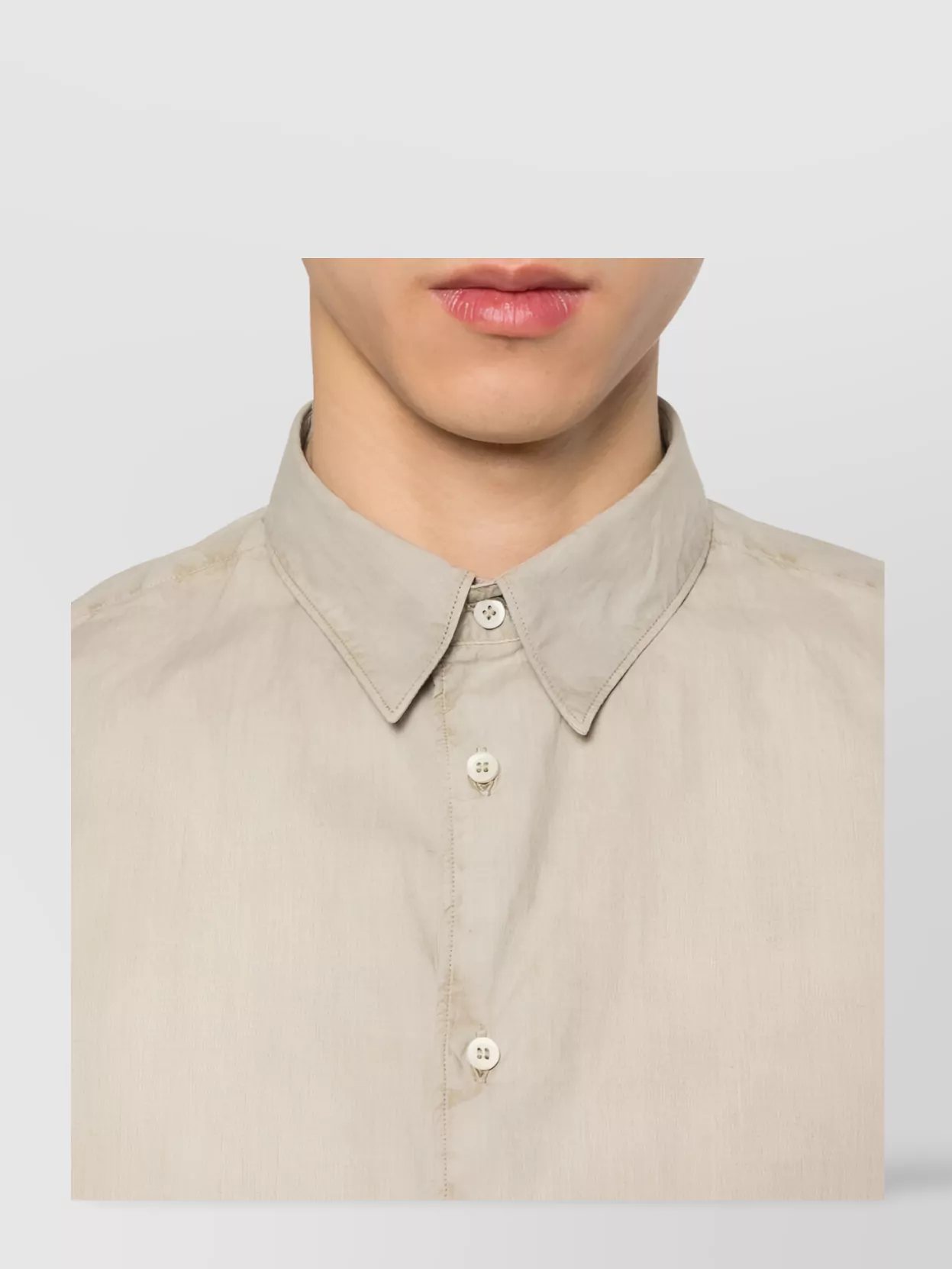 Aspesi Button-Down Collar Shirt Curved Hem