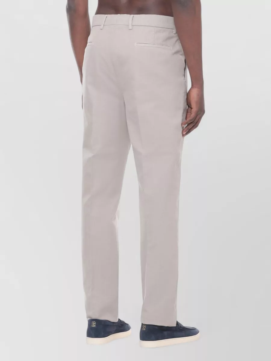 Brunello Cucinelli Straight Pleated Cotton Trousers Side Pockets