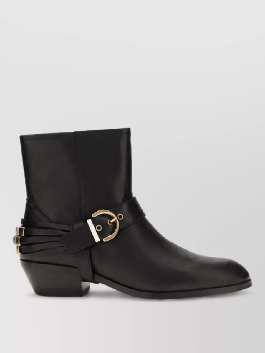 Pinko Calf Leather Ankle Boots