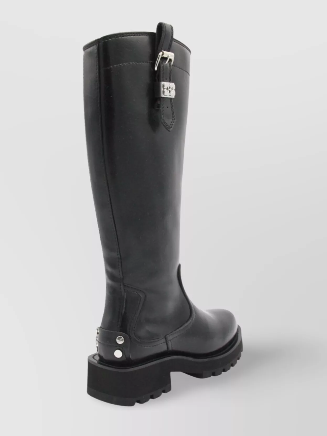 Ganni Buckle Knee-High Leather Lug Round Boots