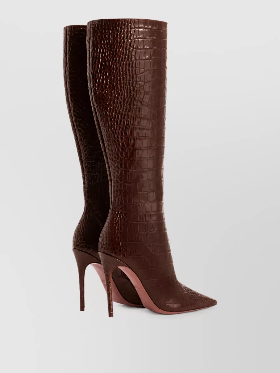 Paris Texas leather crocodile print knee high boots