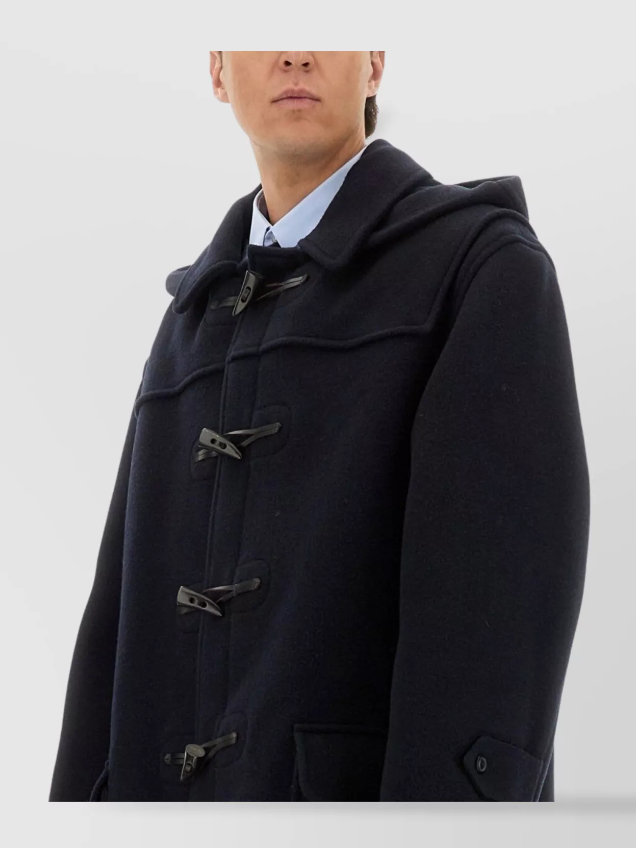 Maison Margiela Long Hooded Coat Featuring Button Front