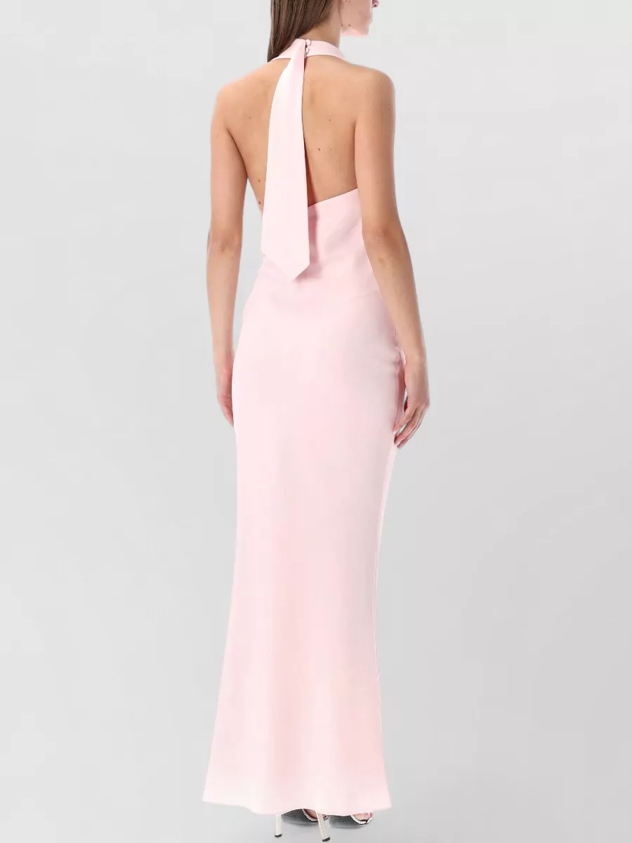 Self-Portrait Crepe Draped Cowl Halterneck Backless Maxi Dress