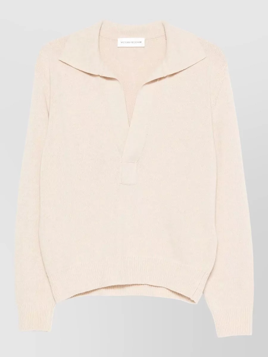 Victoria Beckham cashmere wool polo collar long sleeve jumper