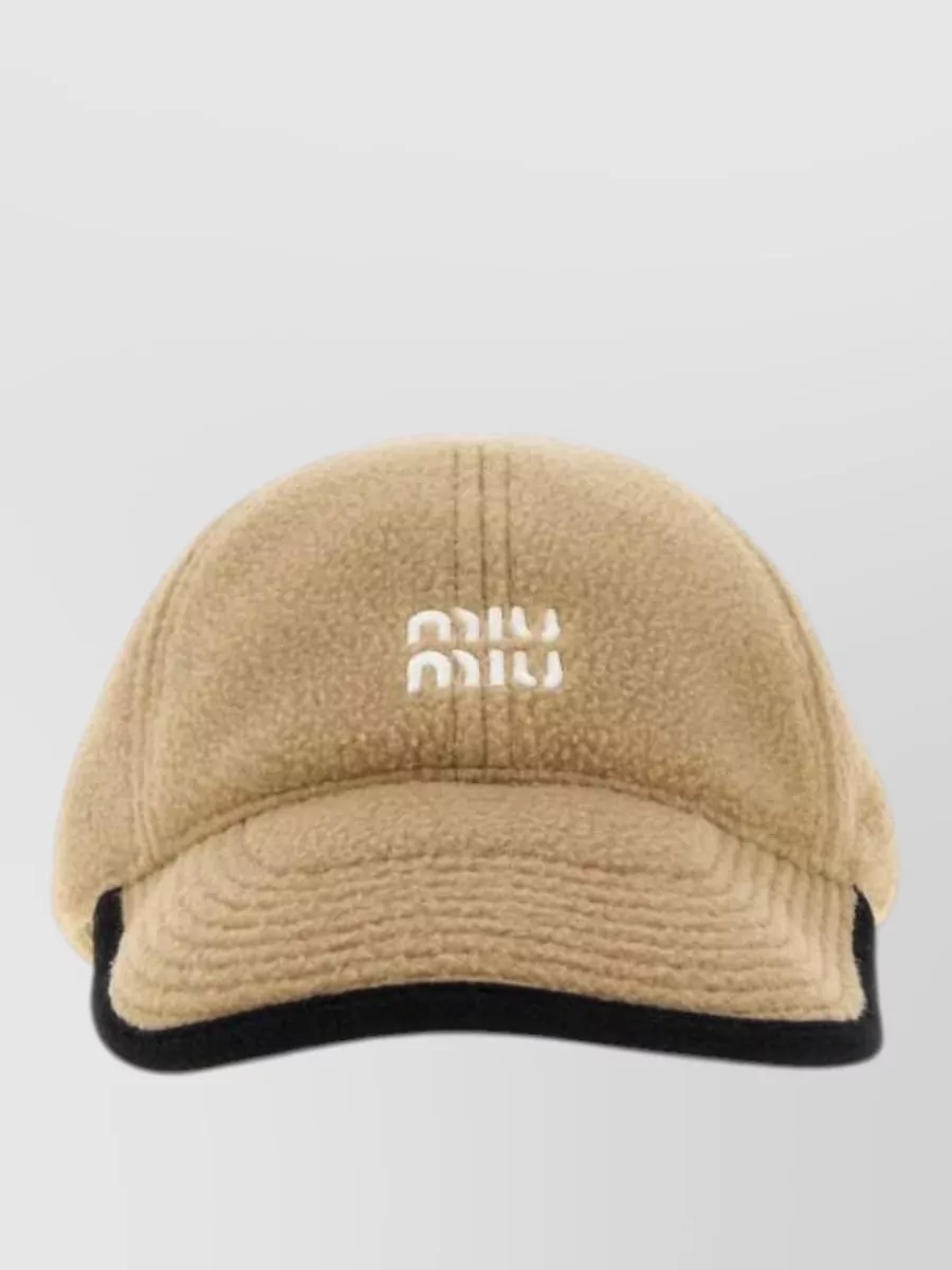 Miu Miu Flannel Baseball Cap In Brown