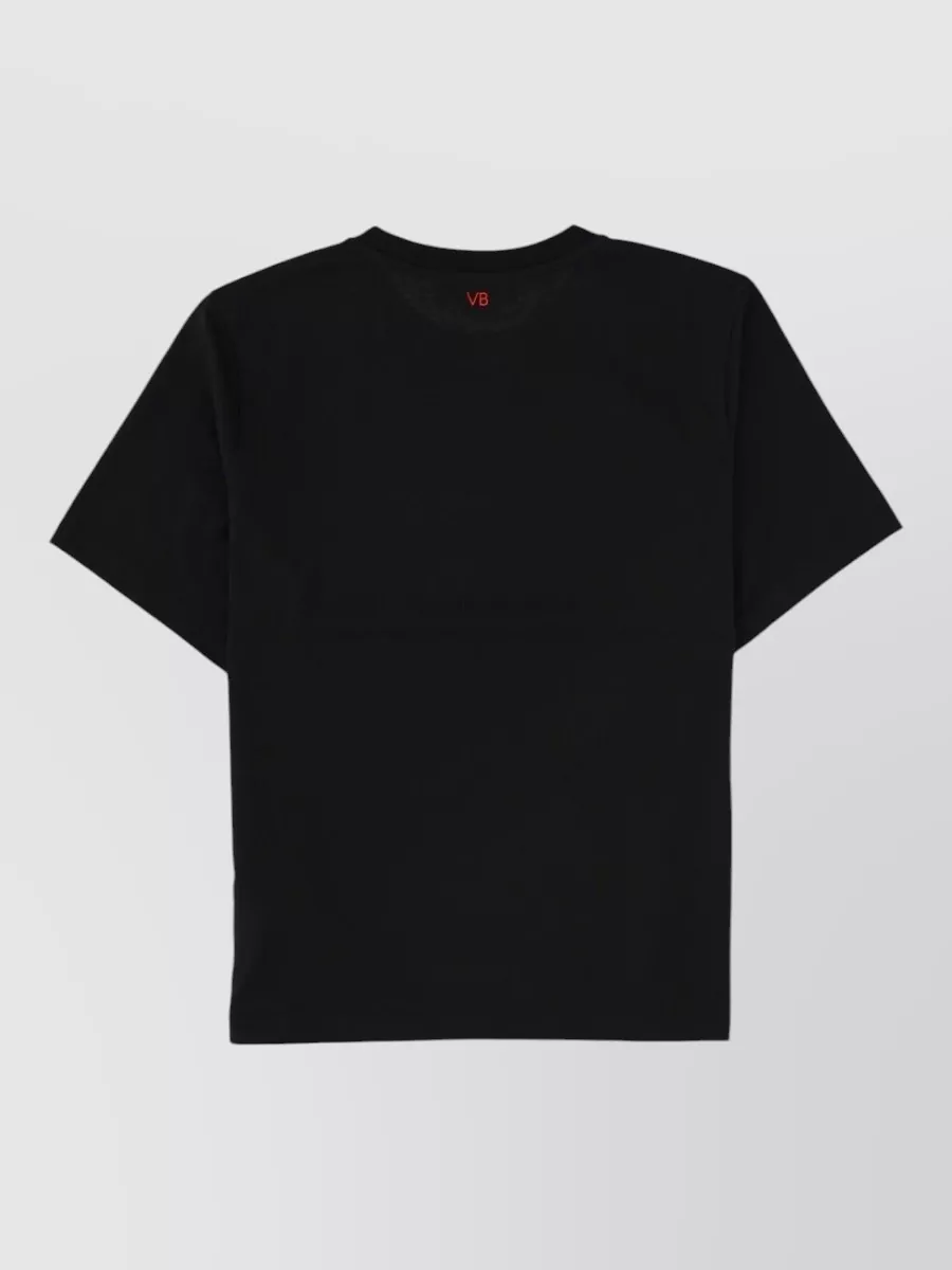 Victoria Beckham Graphic Print Crew Neck Short Sleeve Top In Black