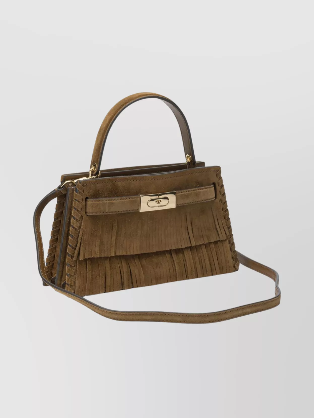 Tory Burch Suede Cross-body Bag Fringe Detail In Brown
