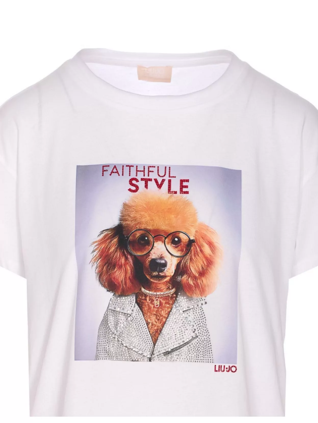 Liu Jo Graphic Dog Print T-Shirt With Strass Detail