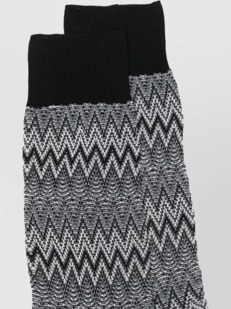 Missoni Chevron Pattern Mid Calf Ribbed Socks