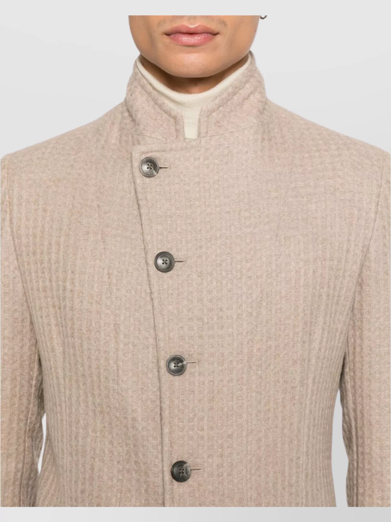 Emporio Armani Textured Fabric Blazer High Collar