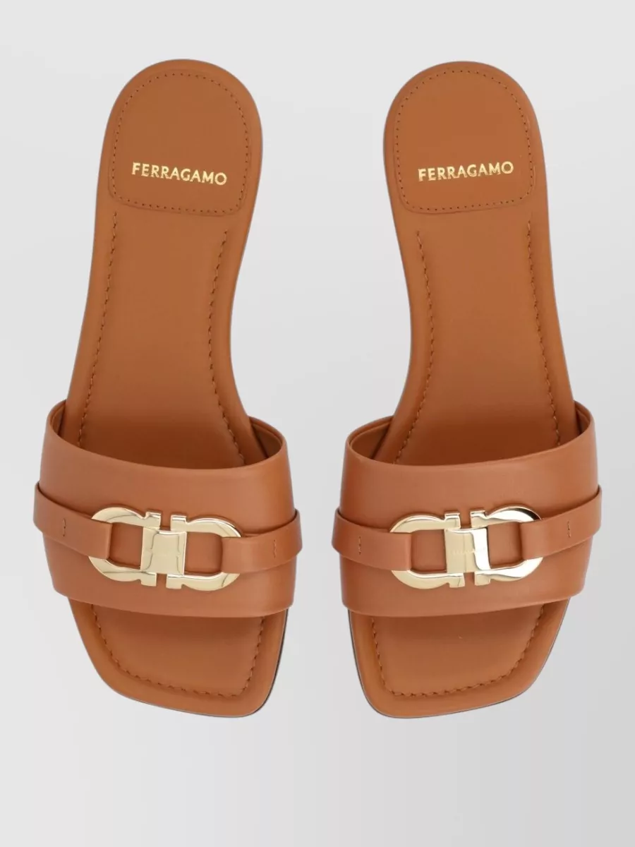 Ferragamo Leather Slide Sandals