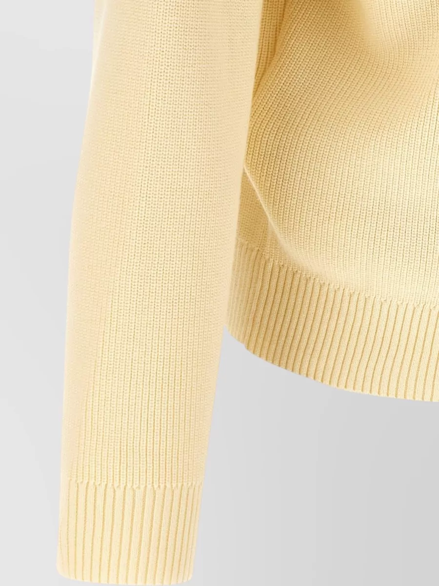 Stone Island Ribbed V Neck Long Sleeve Cardigan