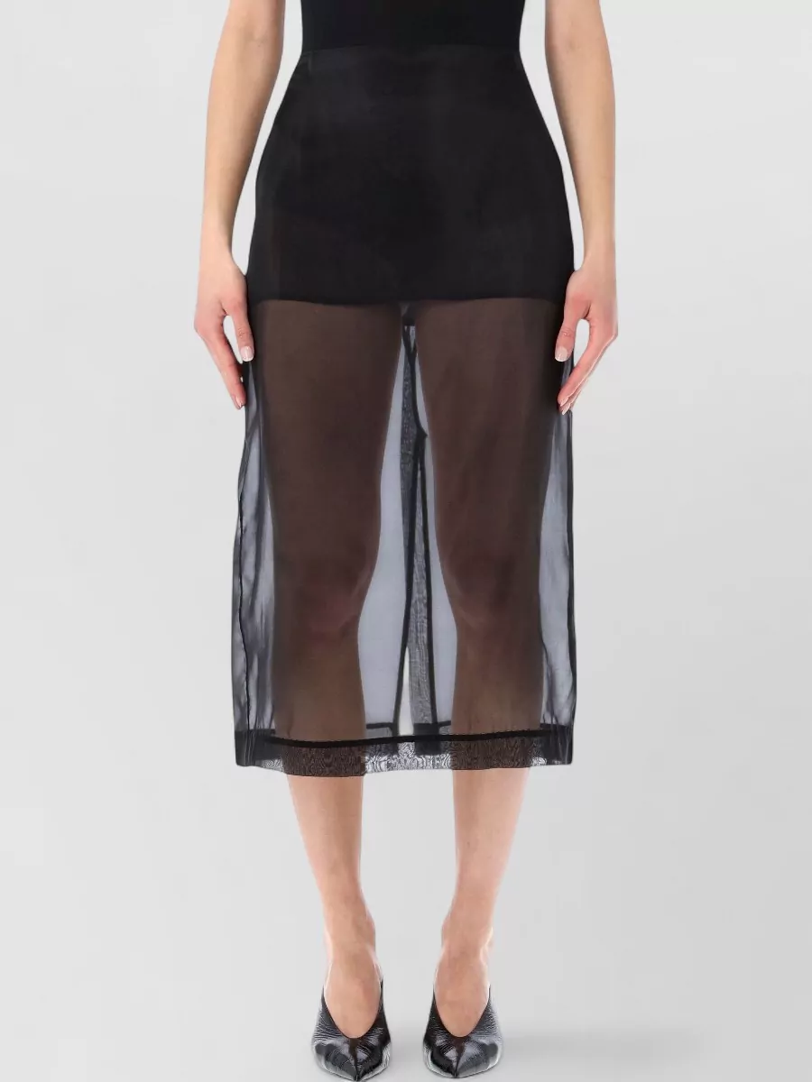 The Frankie Shop Silk Sheer Midi Skirt