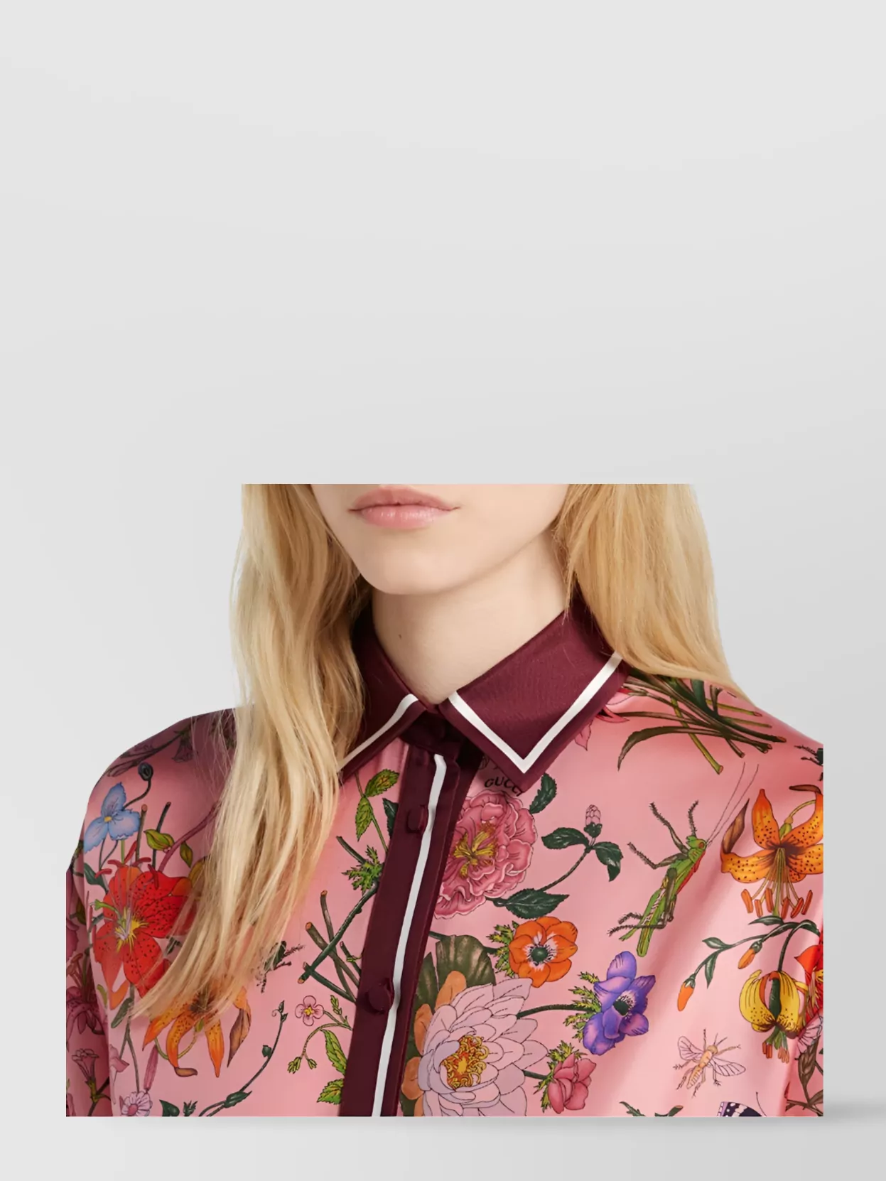 Gucci Bordeaux Gradient Dress With Removable Belt And All-over Flora Print In Silk Woman In Multi