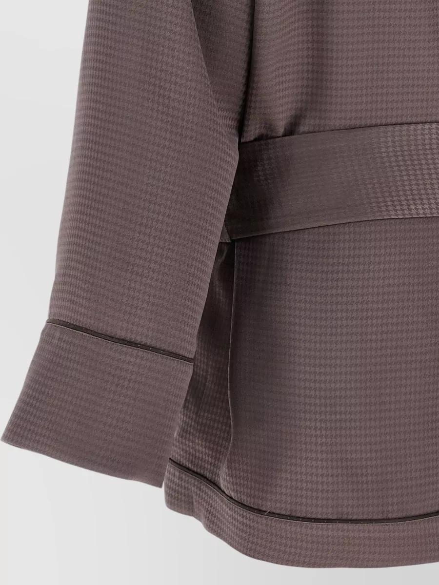 The Attico Viscose Houndstooth Belted Blazer