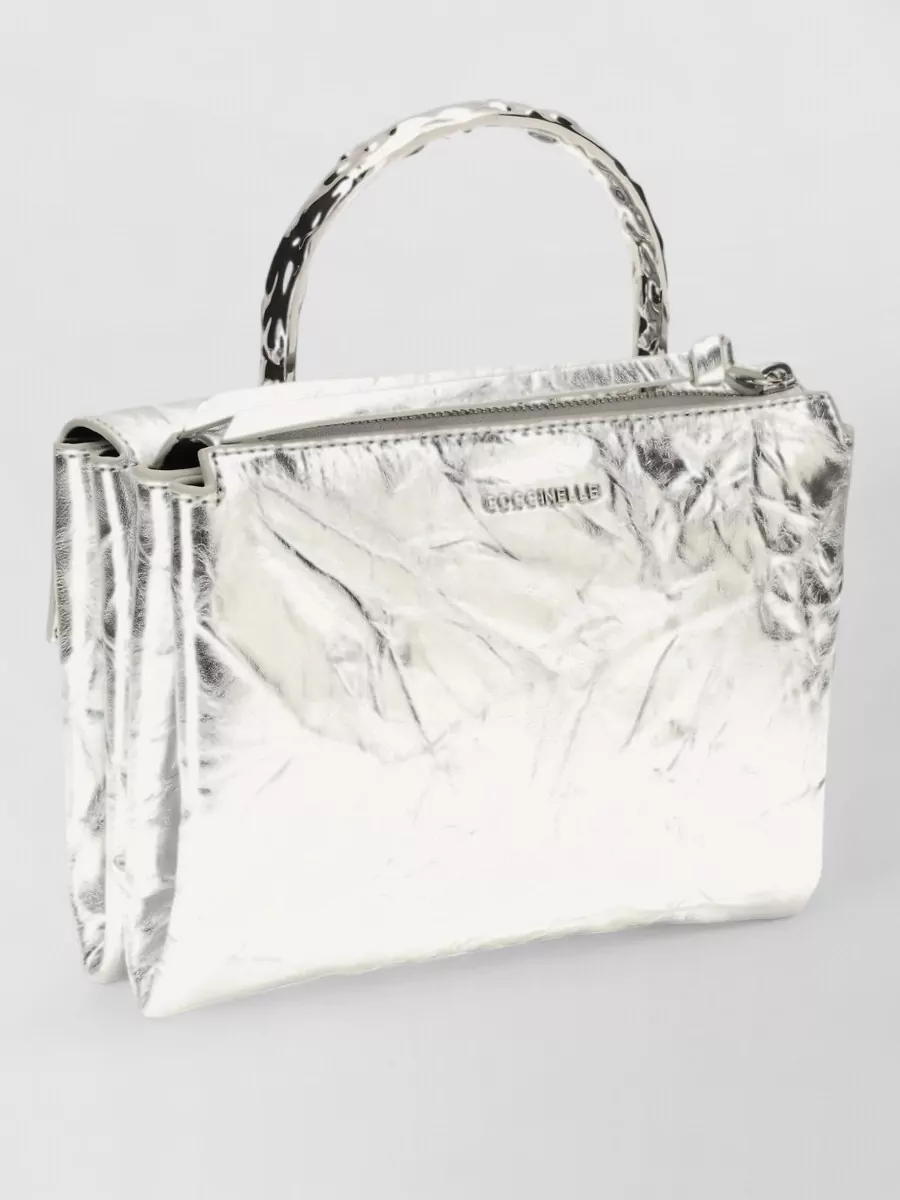 Coccinelle Metallic Clutch Bag Top Handle Buckle