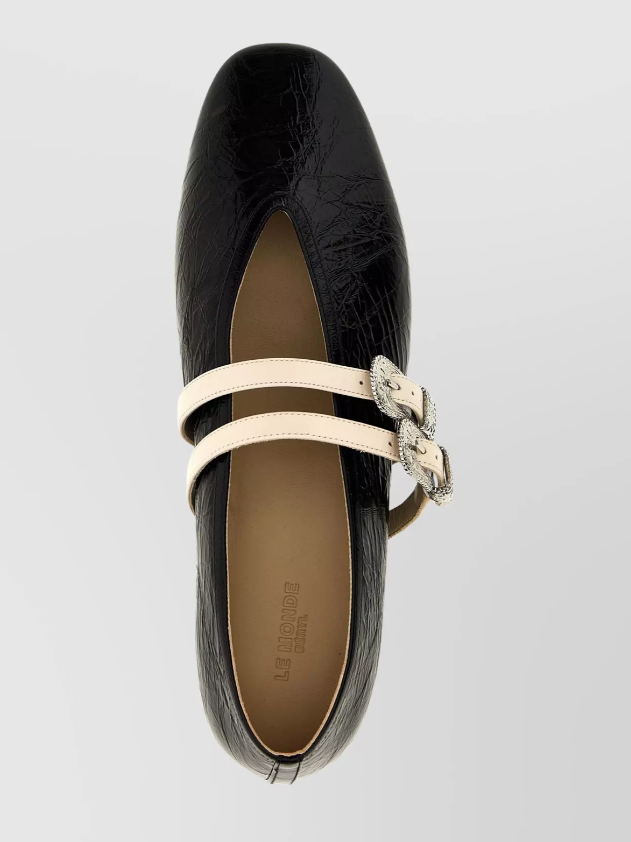 Shop Le Monde Beryl 'claudia' Square Toe Ballet Flats With Contrast Straps