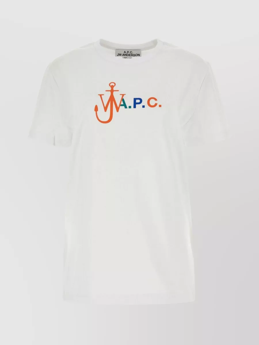 Shop Apc Logo Print Ribbed Crew-neck T-shirt In Grey