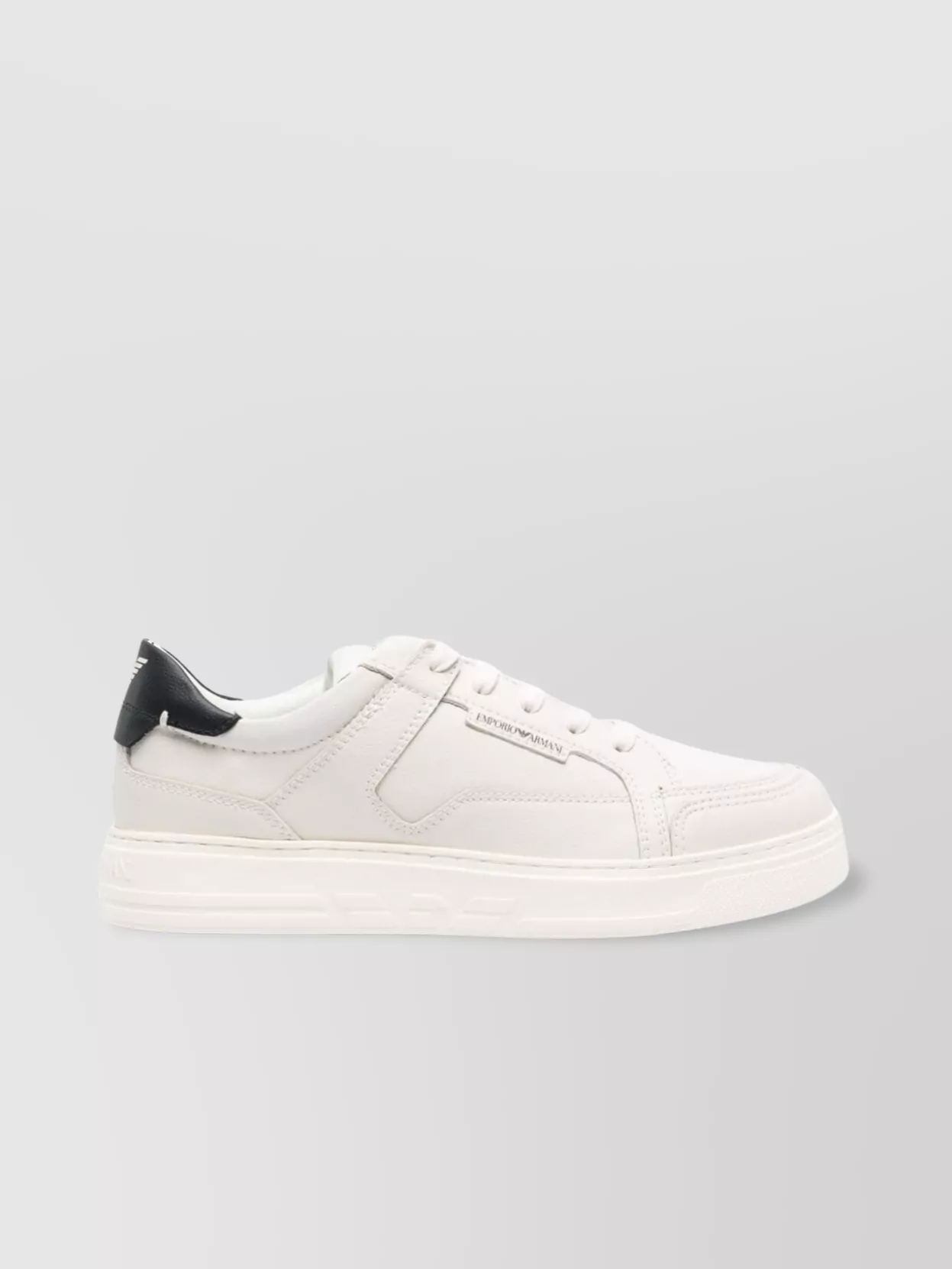 Emporio Armani Leather Panelled Logo-Print Low-Top Sneakers