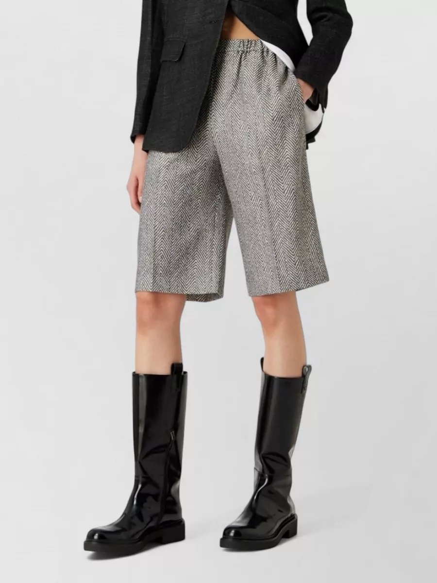 Emporio Armani Herringbone Knee-Length Tailored Shorts