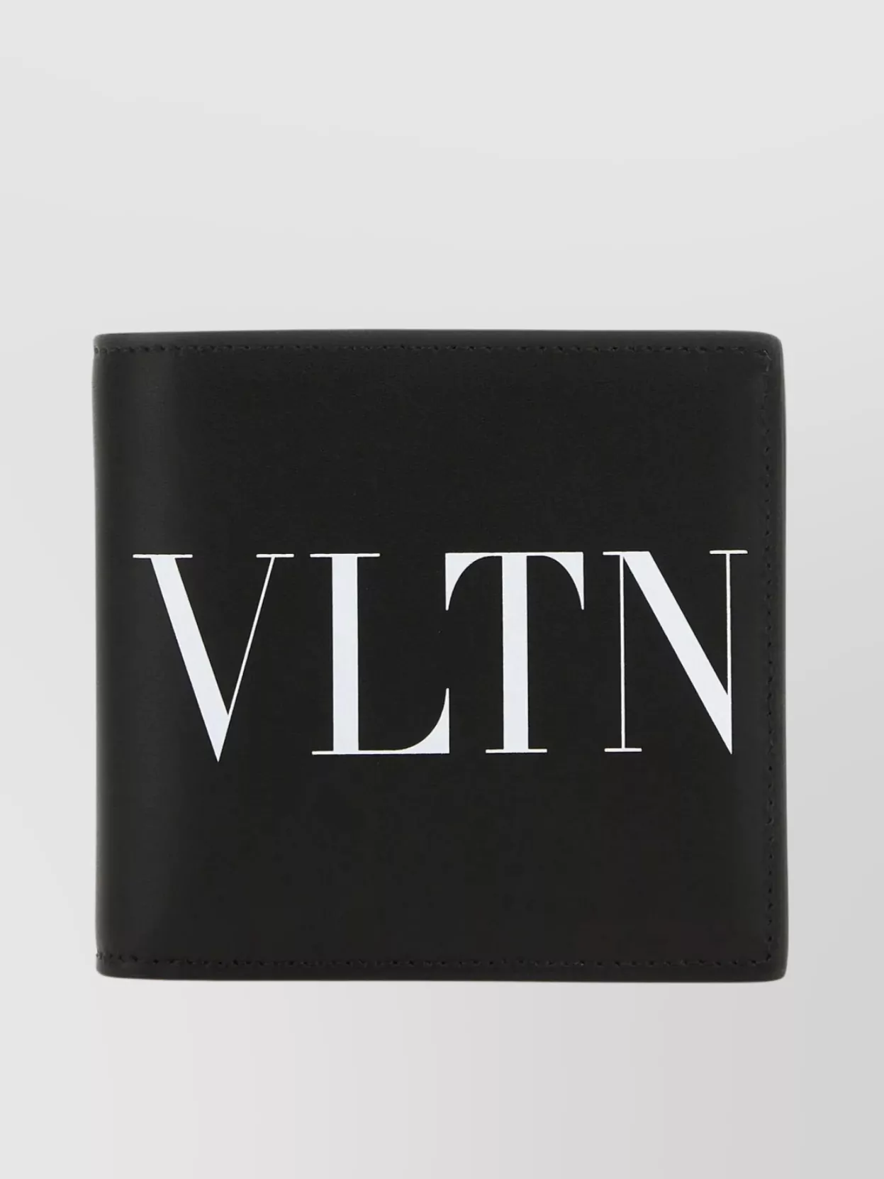 Shop Valentino Leather Bifold Wallet Vltn Print In Black