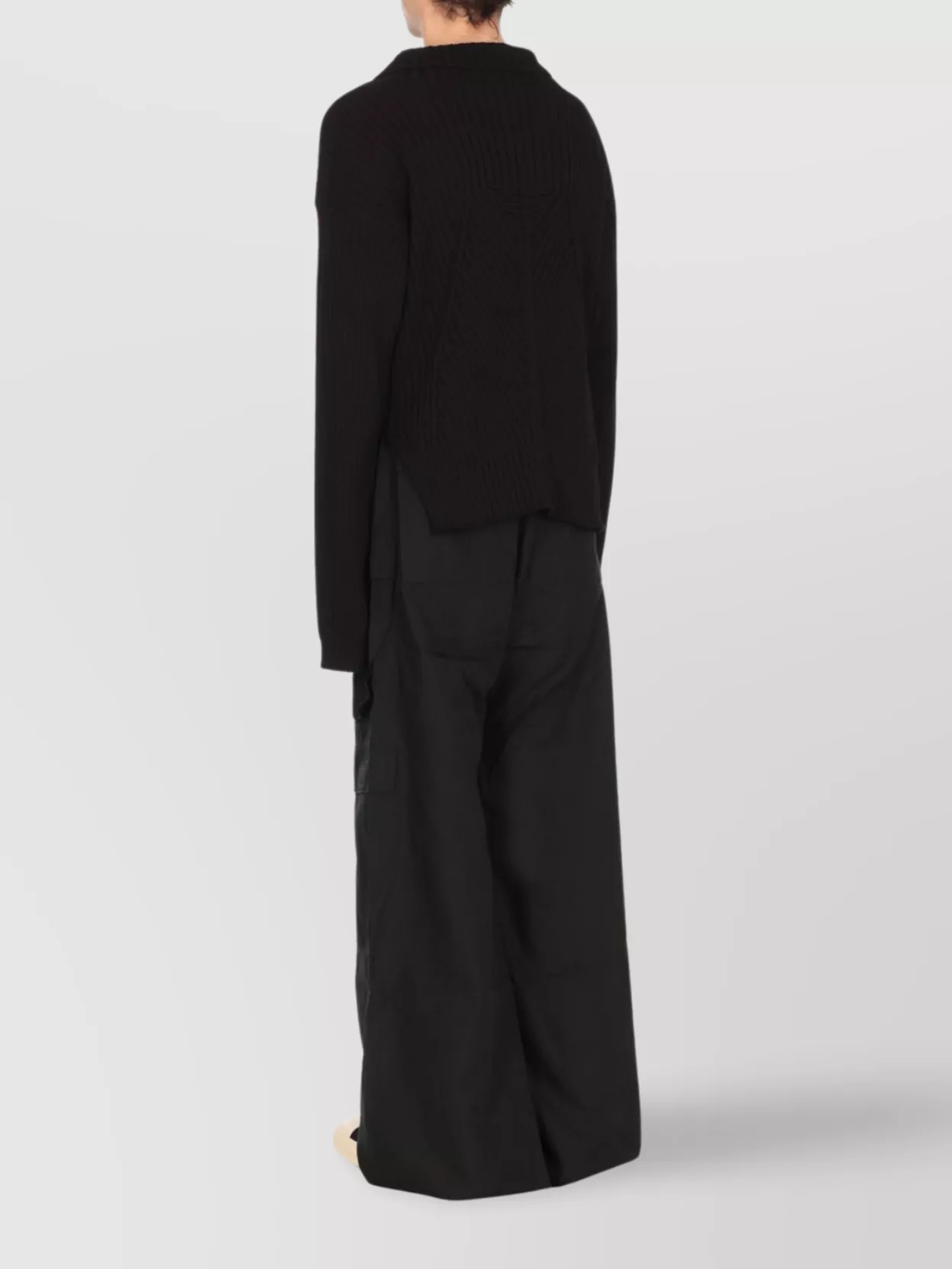 Rick Owens Ribbed V Neck Oversize Sweater
