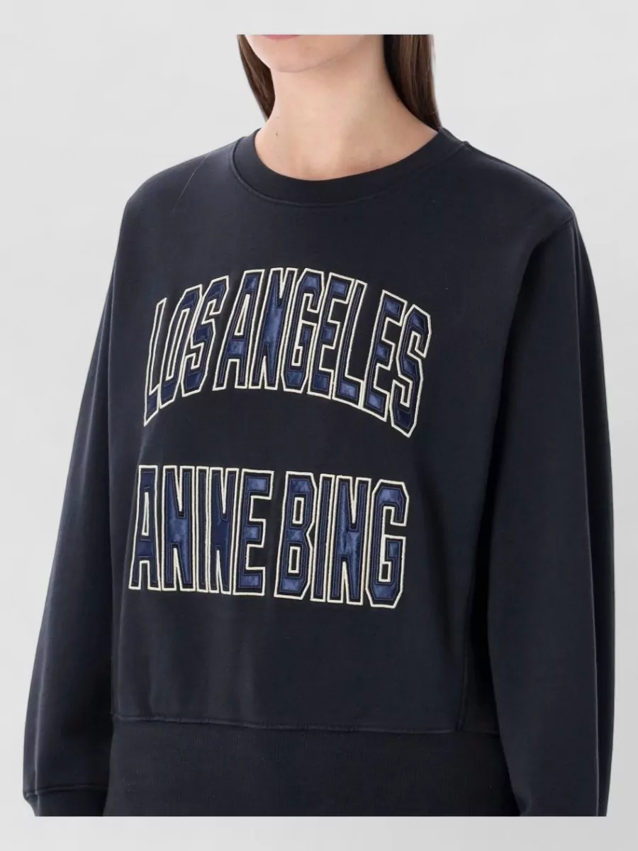 Anine Bing Fleece Crewneck Long Sleeve Relaxed Sweatshirt