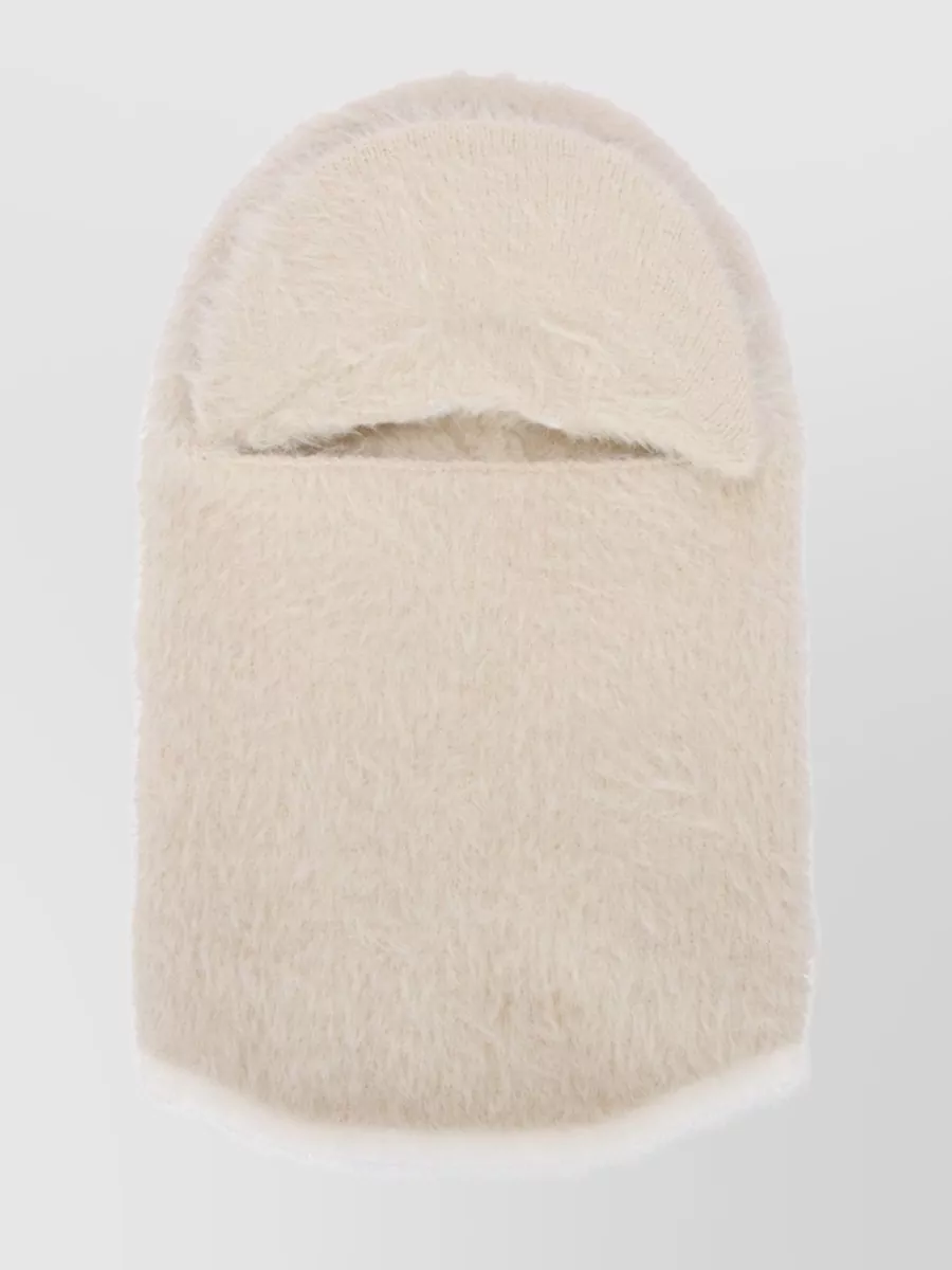 Shop Jacquemus La Cagoule Casquette Textured Fuzzy Ribbed Knit Beanie In Cream