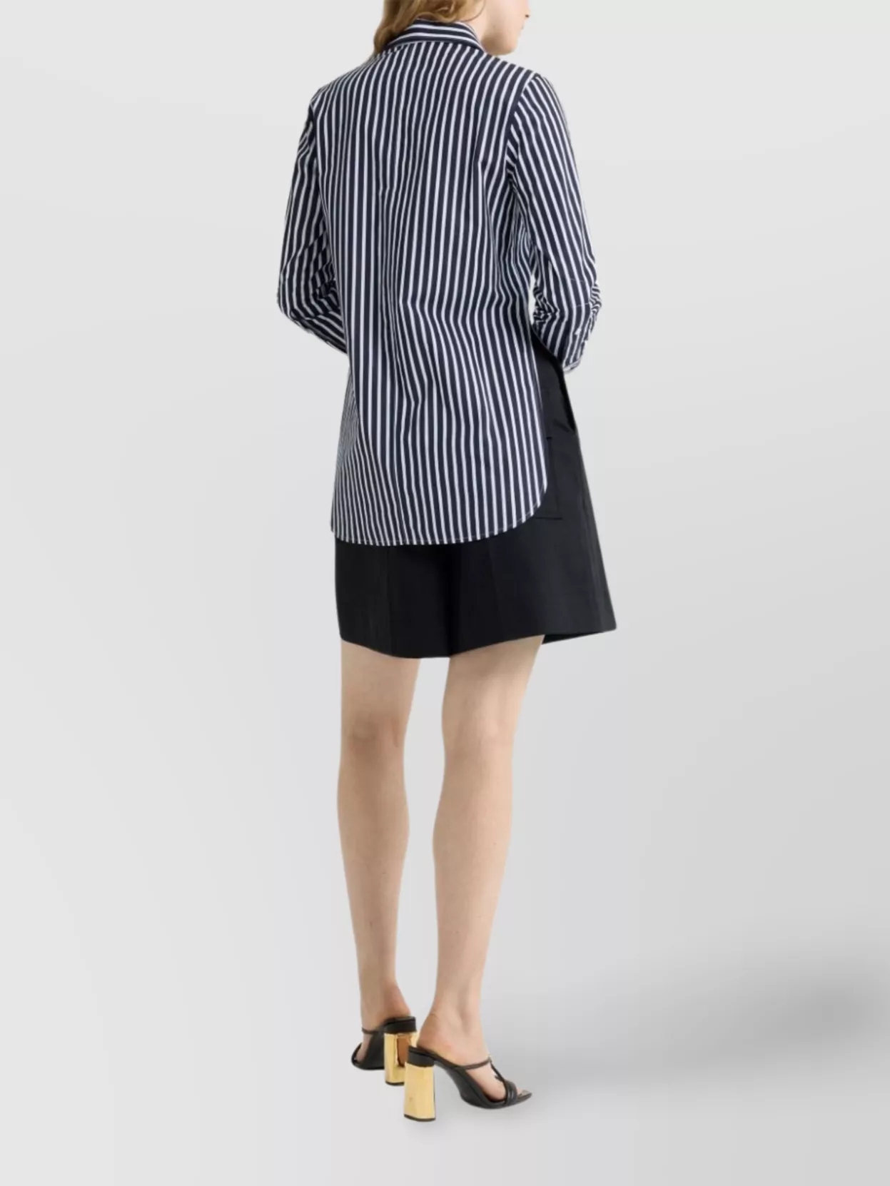 Patou Straight Striped Shorts Button Detail