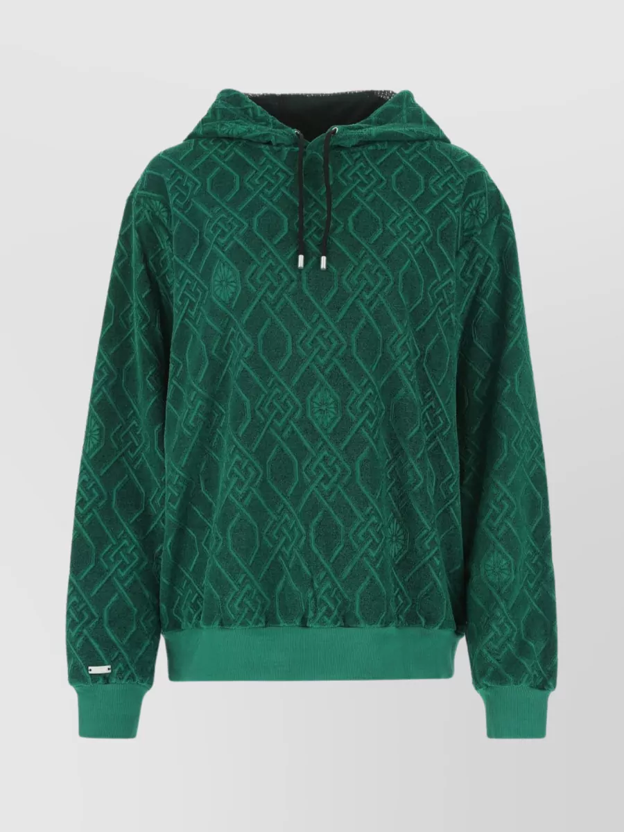 Shop Koché Relaxed Fit Textured Hooded Sweatshirt In Green