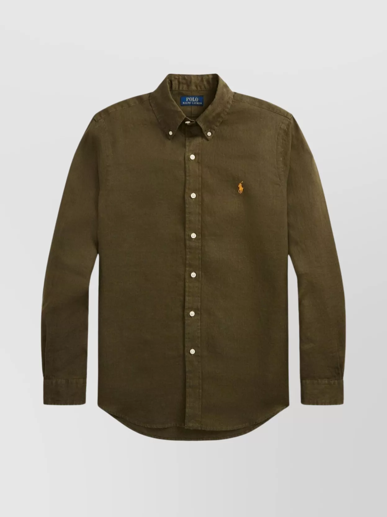 Shop Polo Ralph Lauren Polo Pony Linen Shirt With Pointed Collar And Fitted Sleeves