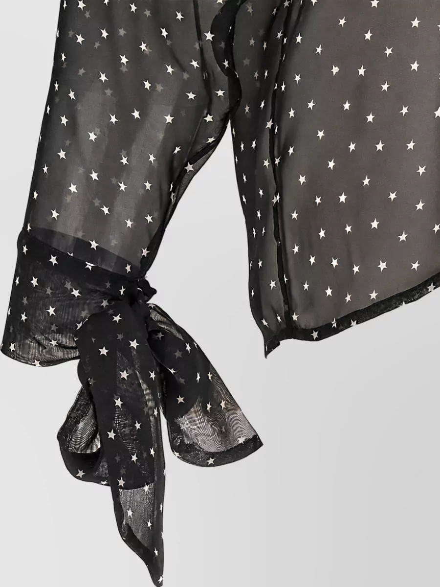 P.a.r.o.s.h. Star Print Semi Sheer Long Sleeve Scarf Neck Blouse
