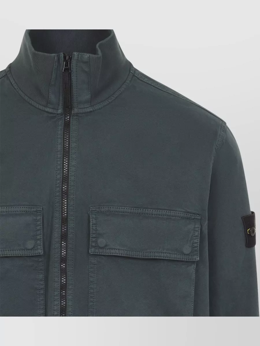 Stone Island Cotton Ribbed-Collar Shirt Jacket