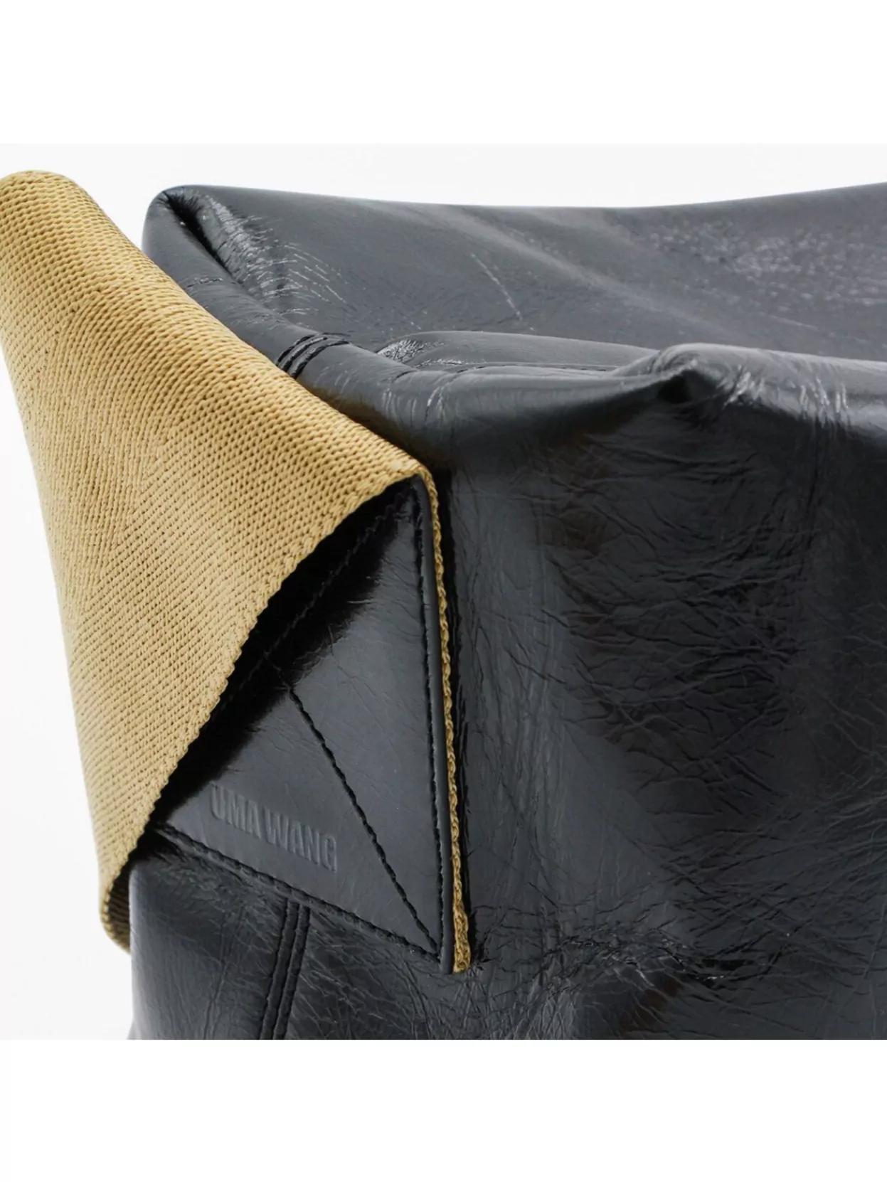 Uma Wang Textured Leather Shoulder Bag With Adjustable Strap In Black