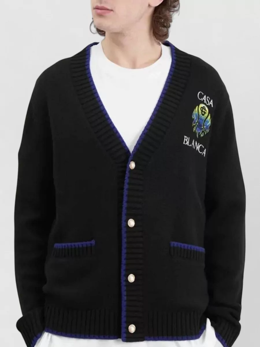 Casablanca Cashmere Merino V-Neck Cardigan